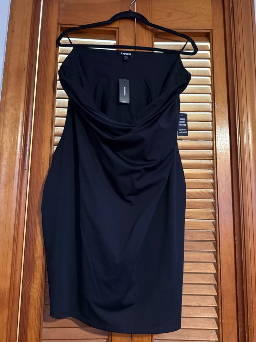 Express Black Strapless Draped Cocktail Dress